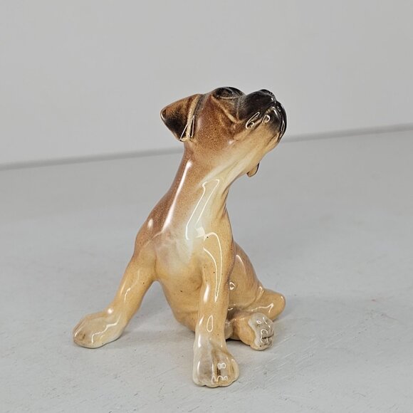 Vintage Hagen Renaker 1955 Duke Boxer Puppy Dog Figurine Partial Label - Picture 6 of 8